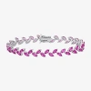 Fine Jewelry Womens Lab Created Pink Sapphire Sterling Silver 7.25 Inch Tennis Bracelet In Transparent
