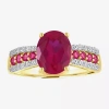 Fine Jewelry Womens Lab Created Red Ruby 10k Gold Cocktail Ring In Transparent