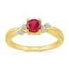 Fine Jewelry Womens Lab Created Red Ruby 10k Gold Cocktail Ring In Transparent