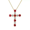 Fine Jewelry Womens Lab Created Red Ruby 10k Gold Cross 18 Inch Pendant Necklace In Transparent