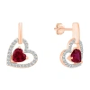 Fine Jewelry Womens Lab Created Red Ruby 10k Rose Gold Heart Drop Earrings In Transparent