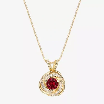 Fine Jewelry Womens Lab Created Red Ruby 18k Gold Over Silver 18 Inch Pendant Necklace