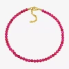 Fine Jewelry Womens Lab Created Red Ruby 18k Gold Over Silver Beaded Bracelet In Transparent