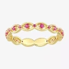 Fine Jewelry Womens Lab Created Red Ruby 18k Gold Over Silver Stackable Ring In Red
