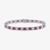 Fine Jewelry Womens Lab Created Red Ruby Sterling Silver 7.25 Inch Tennis Bracelet In Transparent