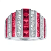 Fine Jewelry Womens Lab Created Red Ruby Sterling Silver Cocktail Ring In Red