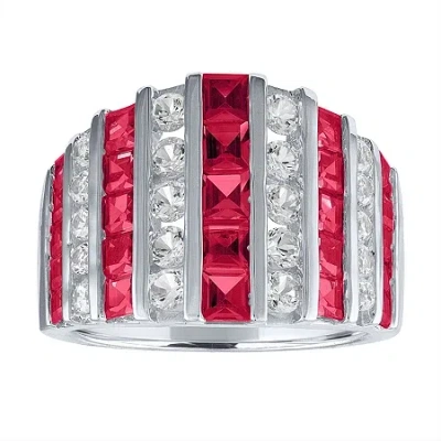 Fine Jewelry Womens Lab Created Red Ruby Sterling Silver Cocktail Ring