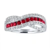 Fine Jewelry Womens Lab Created Red Ruby Sterling Silver Cocktail Ring In Red