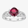 Fine Jewelry Womens Lab-created Ruby & Lab-created White Sapphire Sterling Silver Cocktail Ring In Transparent