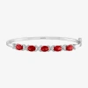 Fine Jewelry Womens Lab Created Ruby Sterling Silver Bangle Bracelet In Transparent