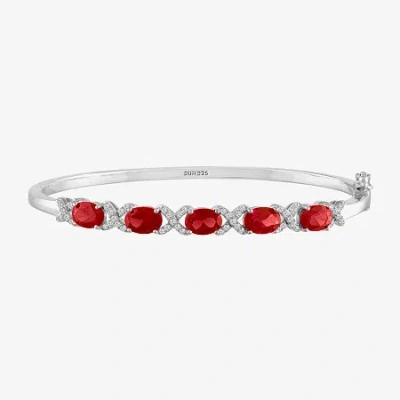 Fine Jewelry Womens Lab Created Ruby Sterling Silver Bangle Bracelet In Transparent
