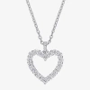 Fine Jewelry Womens Lab Created White Moissanite Sterling Silver Heart 18 Inch Pendant Necklace In Transparent