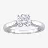 Fine Jewelry Womens Lab Created White Moissanite Sterling Silver Solitaire Engagement Ring In Transparent
