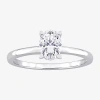 Fine Jewelry Womens Lab Created White Moissanite Sterling Silver Solitaire Engagement Ring In Transparent