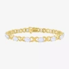 Fine Jewelry Womens Lab Created White Opal 14k Gold Over Silver 7.5 Inch Tennis Bracelet In Transparent