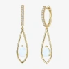 Fine Jewelry Womens Lab Created White Opal 14k Gold Over Silver Pear Round Drop Earrings In White