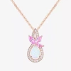 Fine Jewelry Womens Lab Created White Opal 14k Rose Gold Over Silver Pear 18 Inch Pendant Necklace In White