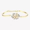 Fine Jewelry Womens Lab Created White Opal 18k Gold Over Silver Bangle Bracelet In Transparent