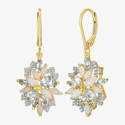 Fine Jewelry Womens Lab Created White Opal 18k Gold Over Silver Drop Earrings In Transparent