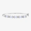 Fine Jewelry Womens Lab Created White Opal Casted Sterling Silver Bangle Bracelet In Transparent