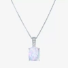 Fine Jewelry Womens Lab Created White Opal Sterling Silver 18 Inch Pendant Necklace In Transparent