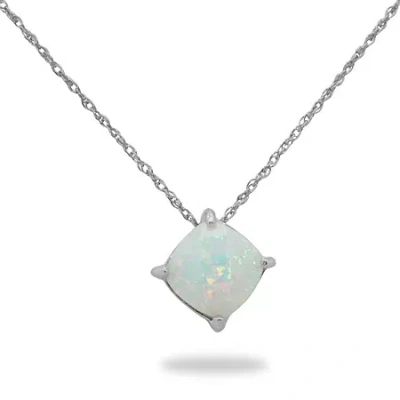Fine Jewelry Womens Lab Created White Opal Sterling Silver 18 Inch Pendant Necklace In Transparent