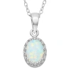 Fine Jewelry Womens Lab Created White Opal Sterling Silver 18 Inch Pendant Necklace In Transparent