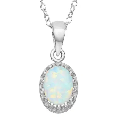 Fine Jewelry Womens Lab Created White Opal Sterling Silver 18 Inch Pendant Necklace In Transparent