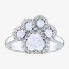Fine Jewelry Womens Lab Created White Opal Sterling Silver Cocktail Ring In Transparent