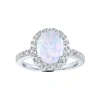 Fine Jewelry Womens Lab Created White Opal Sterling Silver Cocktail Ring In Transparent
