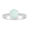 Fine Jewelry Womens Lab Created White Opal Sterling Silver Cushion Halo Side Stone Cocktail Ring In Transparent