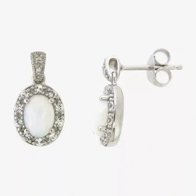 Fine Jewelry Womens Lab Created White Opal Sterling Silver Drop Earrings In Transparent