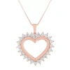 Fine Jewelry Womens Lab Created White Sapphire 14k Rose Gold Over Silver Heart 18 Inch Pendant Necklace In Transparent