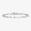 Fine Jewelry Womens Lab Created White Sapphire Sterling Silver 7.5 Inch Tennis Bracelet In Transparent