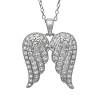 Fine Jewelry Womens Lab Created White Sapphire Sterling Silver Angel Wing 18 Inch Pendant Necklace In Transparent