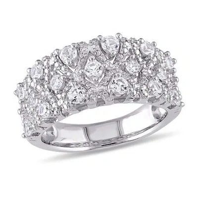Fine Jewelry Womens Lab Created White Sapphire Sterling Silver Cocktail Ring In Transparent