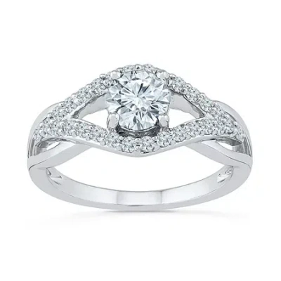 Fine Jewelry Womens Lab Created White Sapphire Sterling Silver Cocktail Ring In Transparent