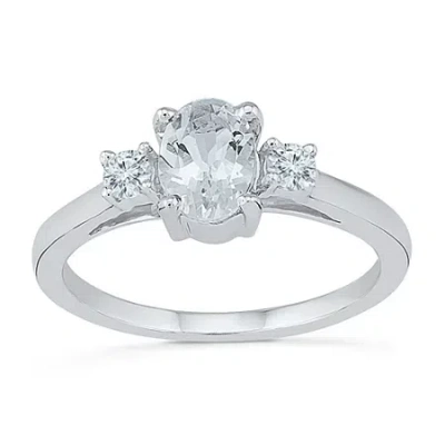 Fine Jewelry Womens Lab Created White Sapphire Sterling Silver Cocktail Ring In Transparent