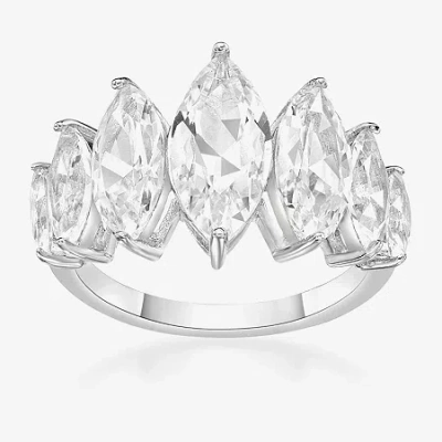 Fine Jewelry Womens Lab Created White Sapphire Sterling Silver Cocktail Ring In Transparent