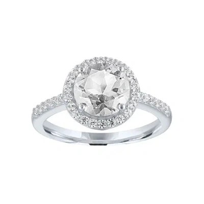 Fine Jewelry Womens Lab Created White Sapphire Sterling Silver Cocktail Ring In Transparent