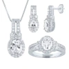 Fine Jewelry Womens Lab Created White Sapphire Sterling Silver Jewelry Set