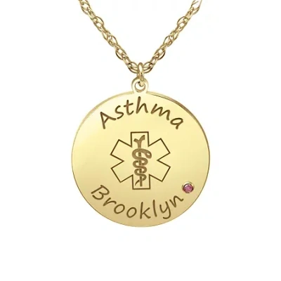 Fine Jewelry Womens Multi Color Personalized Gold Round Pendant Necklace In Yellow