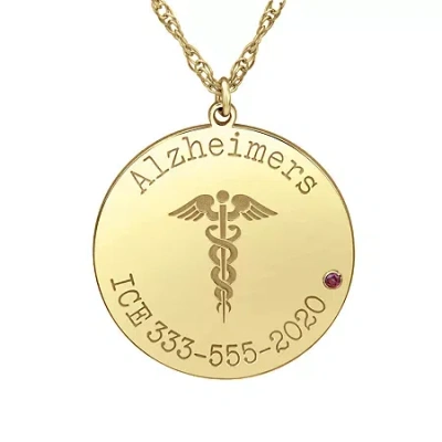 Fine Jewelry Womens Multi Color Personalized Gold Round Pendant Necklace In Yellow