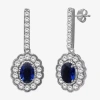 Fine Jewelry Womens Oval-cut Gemstone & 3/4 Ct. T.w. Lab-grown Diamond 10k Gold Drop Earrings