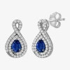 Fine Jewelry Womens Pear-cut Gemstone & 1/4 Ct. T.w. Natural Diamond 10k Gold Drop Earrings
