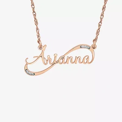 Fine Jewelry Womens Personalized Diamond Accent Name Pendant Necklace In Pink