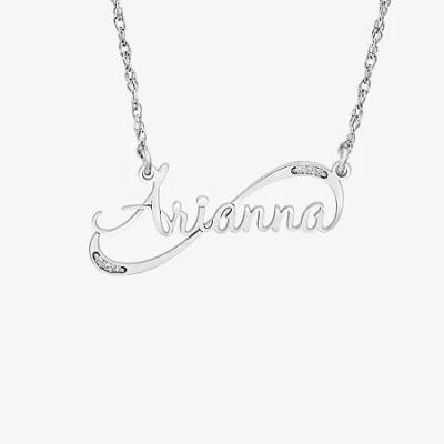 Fine Jewelry Womens Personalized Diamond Accent Name Pendant Necklace In White