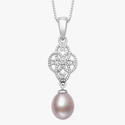 Fine Jewelry Womens Pink Cultured Freshwater Pearl Sterling Silver 18 Inch Pendant Necklace In Metallic