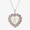 Fine Jewelry Womens Pink Mother Of Pearl Sterling Silver Cameo Heart 18 Inch Pendant Necklace In Transparent