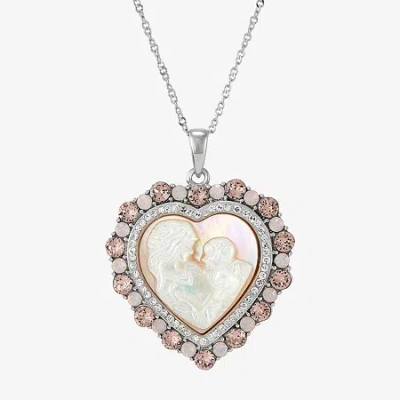 Fine Jewelry Womens Pink Mother Of Pearl Sterling Silver Cameo Heart 18 Inch Pendant Necklace In Transparent